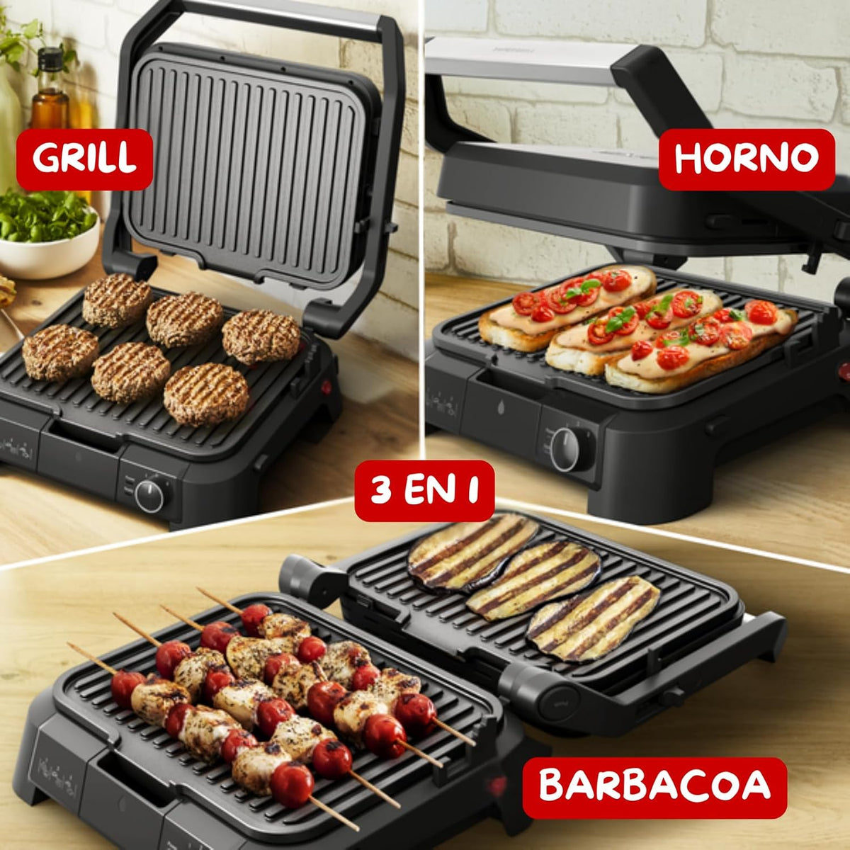 Moulinex SuperGrill 3 en 1 GI510DF0 – Multifunktions-Grill für Grill, Barbecue Ofen in einem Gerät