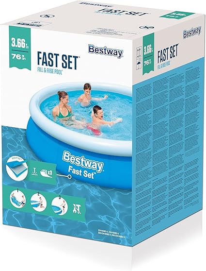 Piscina Autoportante Bestway Fast Set Redonda 366 x 76 cm – Instalación Rápida – 5.377 Litros
