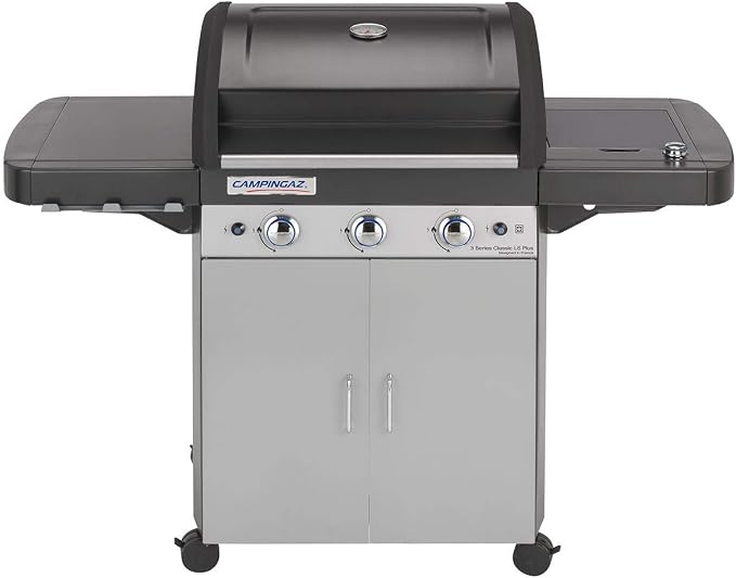 Campingaz 3 Series Classic LS Plus – Gasgrill mit 3 Edelstahlbrennern, Seitenbrenner, InstaClean Schutzhaube