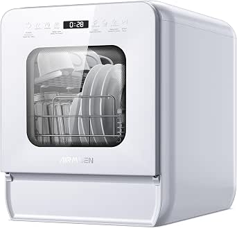 Mini Lavavajillas de Sobremesa AIRMSEN 4 Cubiertos – Compacto, Potente y con Depósito de Agua de 5L