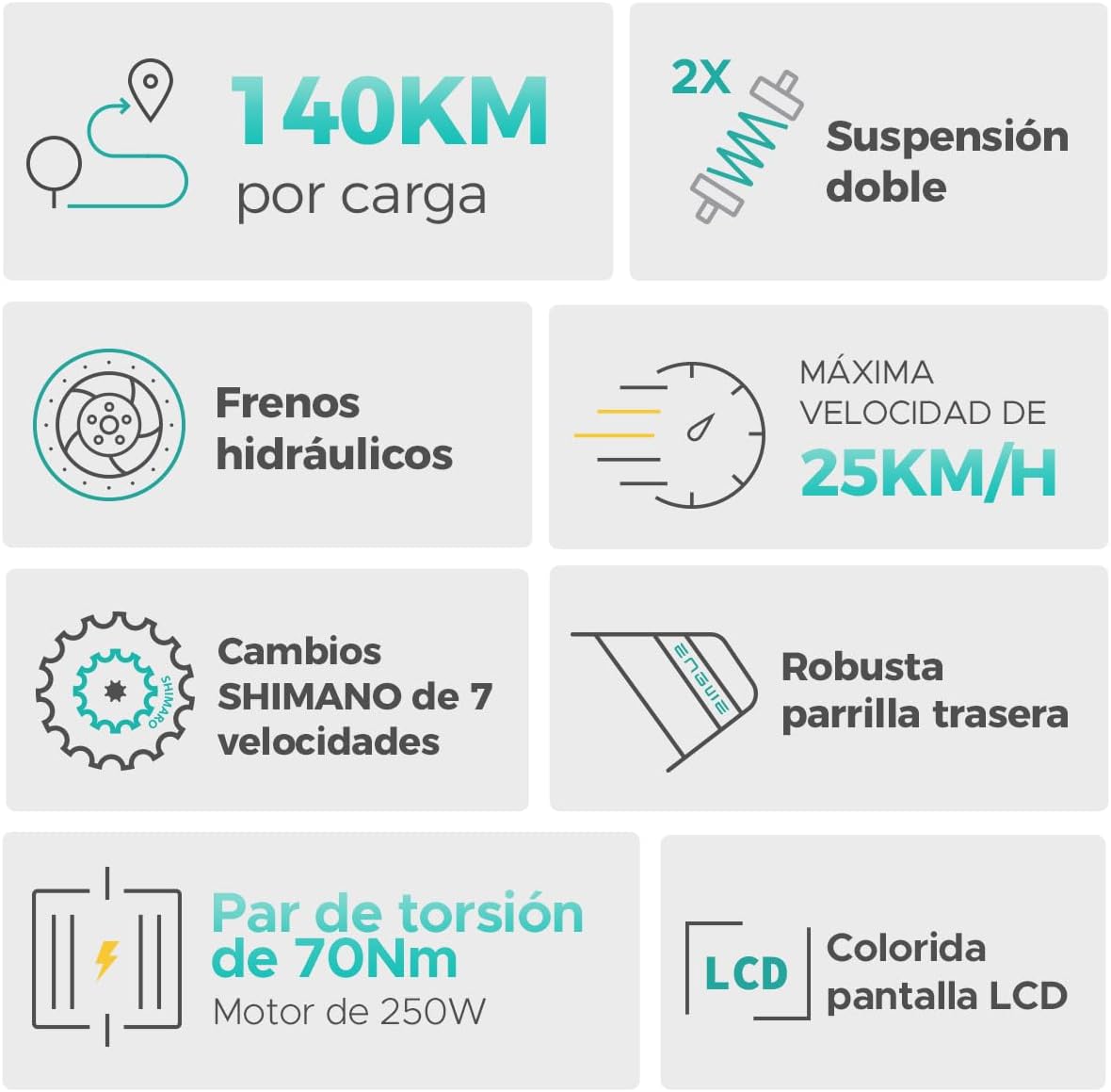 ENGWE E26 – Bicicleta Eléctrica Todoterreno con Motor 250W, Batería 48V 16Ah y Neumáticos Fat Tire 26”