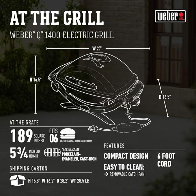 Weber Q 1400 – Premium elektrischer Grill für Balkon, Terrasse und Garten