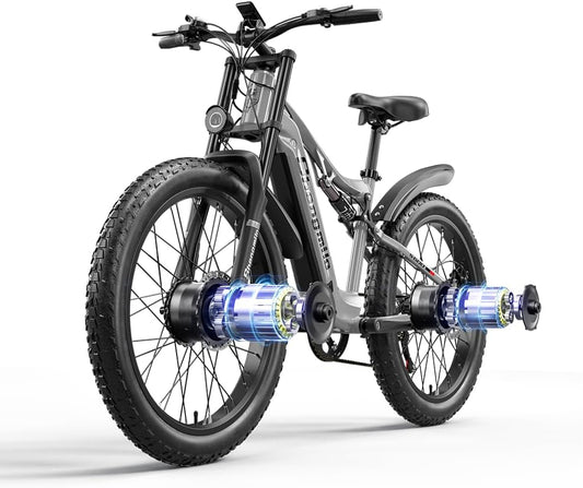 Shengmilo S600 – Bicicleta Eléctrica Todoterreno de Alto Rendimiento con Doble Motor, Batería Samsung 48V 17.5Ah y Suspensión Total