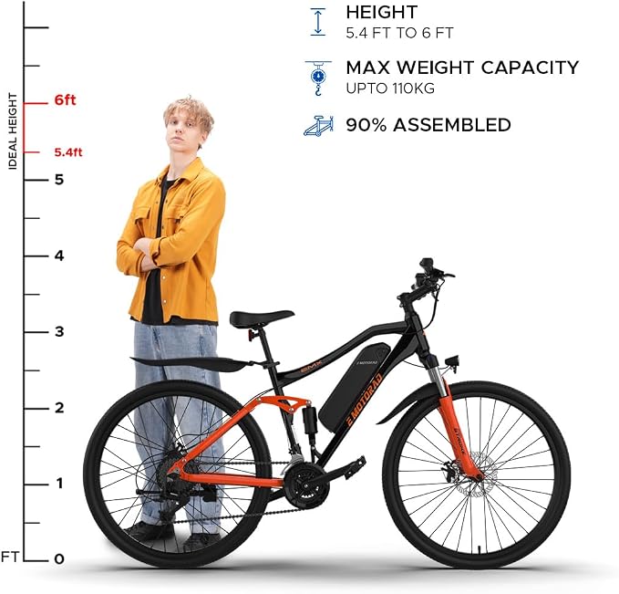 EMotorad EMX+ – Bicicleta Eléctrica Off-Road para Adultos con Motor 250W, Doble Suspensión y Autonomía de hasta 80 km
