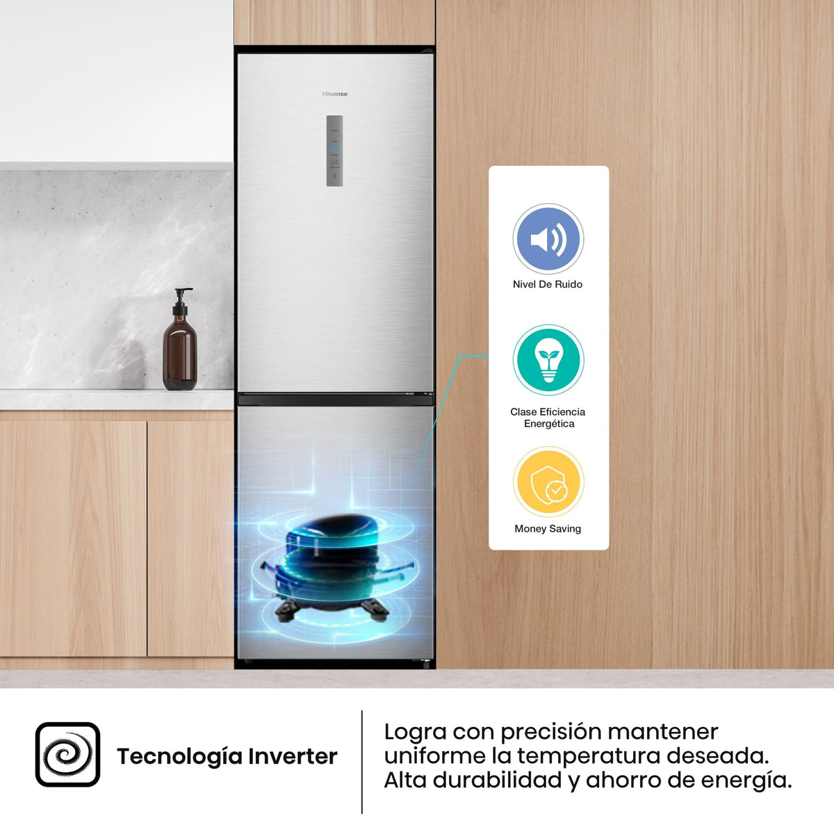 Hisense RB390N4CCD – 304 Liter No Frost Kühl-Gefrierkombination mit Inverter-Technologie