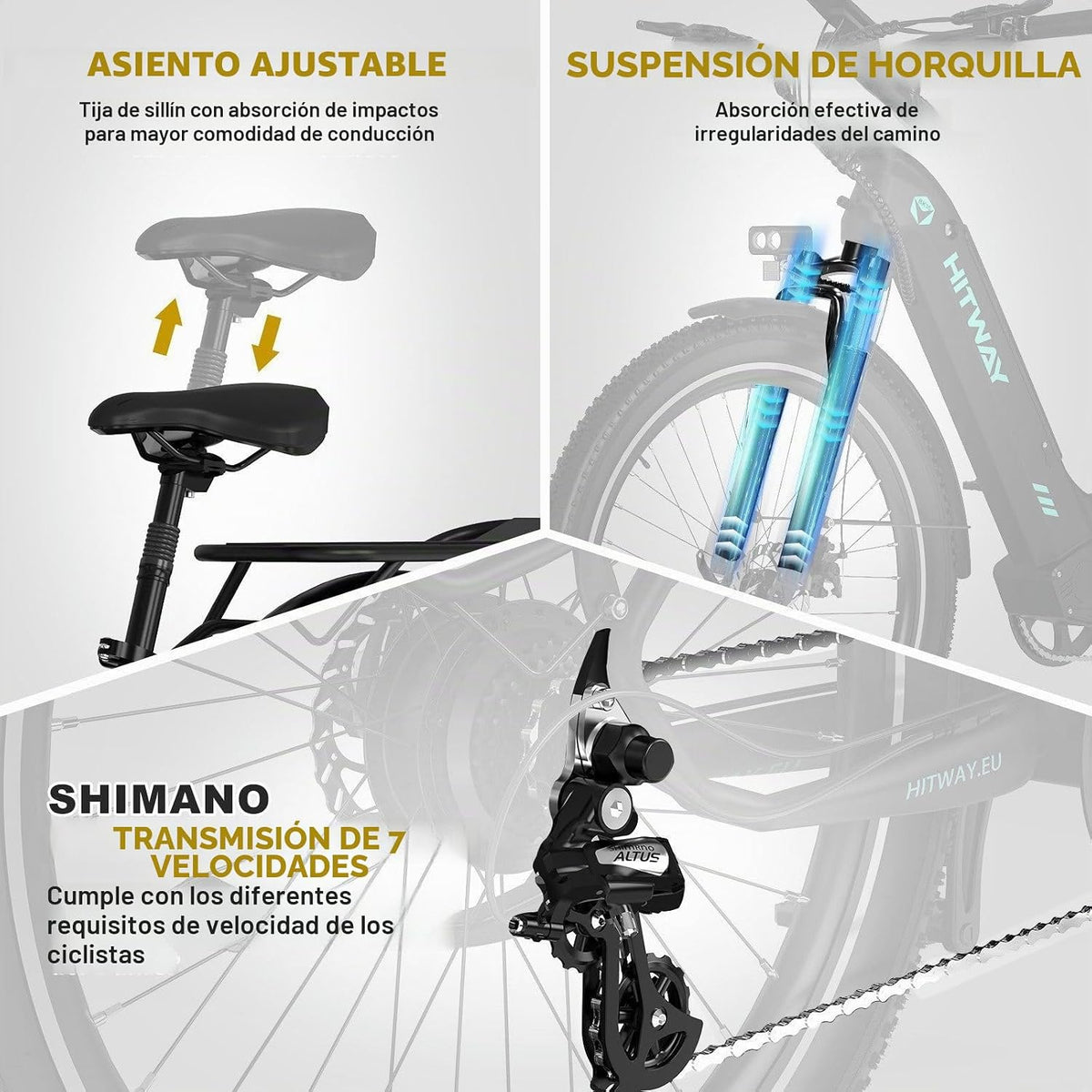 HITWAY BK16 – Bicicleta Eléctrica 26", Motor 250W