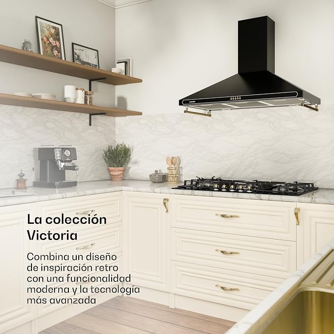 Placa de Gas KLARSTEIN Victoria 90 cm – 5 Quemadores, 11.100W y Acero Inoxidable