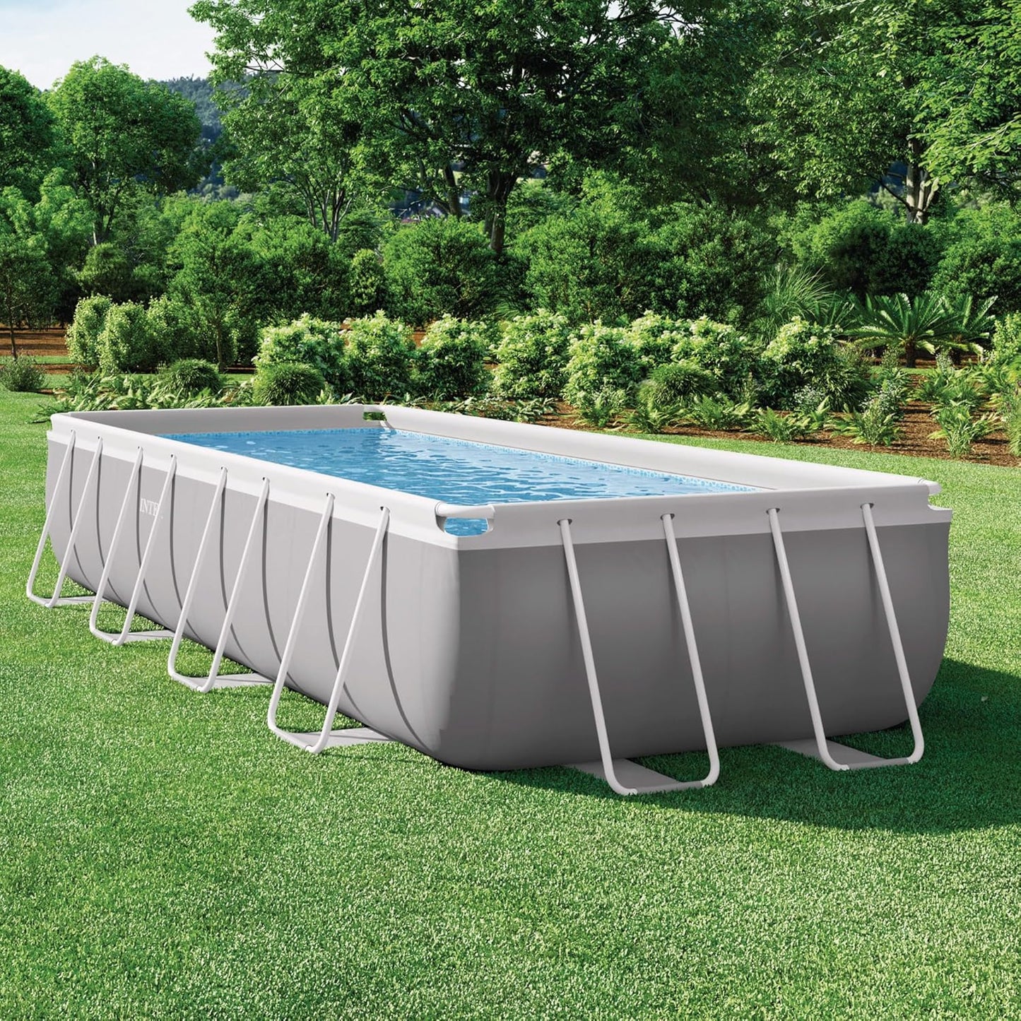Piscina Tubular Rectangular Intex Prism Frame 4,88 x 2,44 x 1,07 m – Kit Completo con Depuradora y Escalera