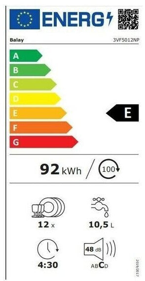 Balay 3VF5012NP – 60 cm vollintegrierter Geschirrspüler, 12 Maßgedecke, WiFi
