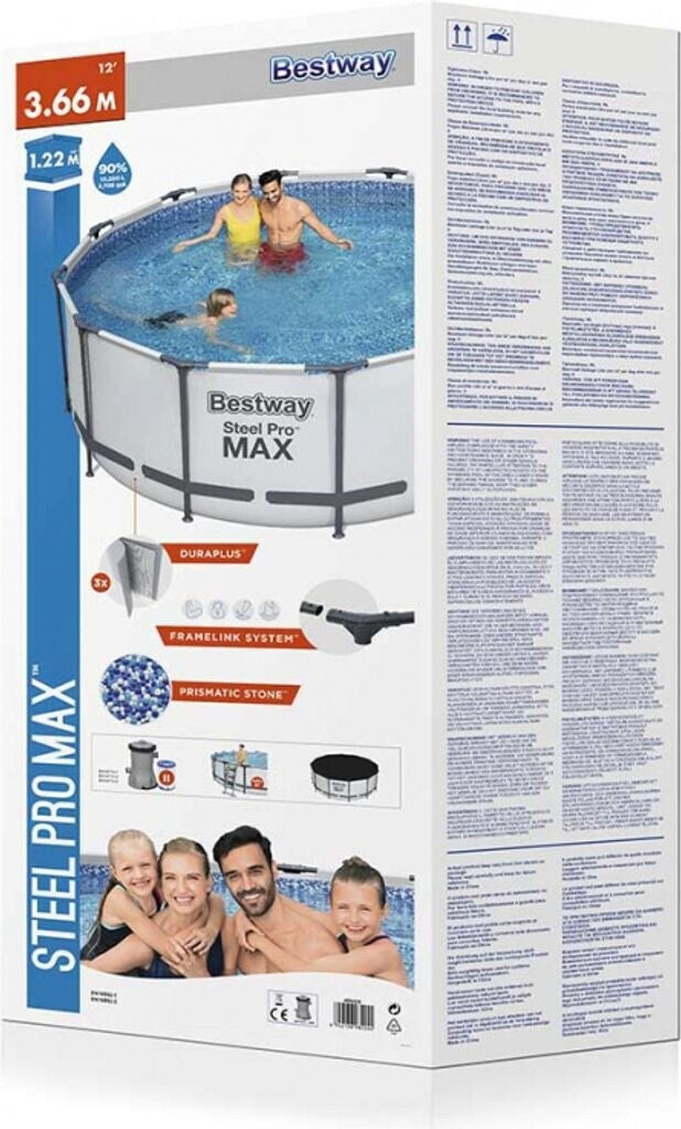 Piscina Elevada Bestway Steel Pro MAX 366 x 122 cm – Estructura de Acero Reforzada – Kit Completo