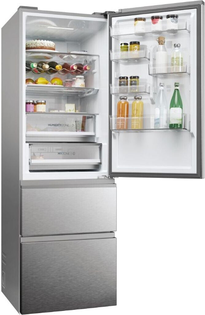 Haier HTW5618DNMG Kühl-Gefrierkombination – 360L, No Frost, 3D-Schubladen, Wasserspender, Energieklasse D, Grau