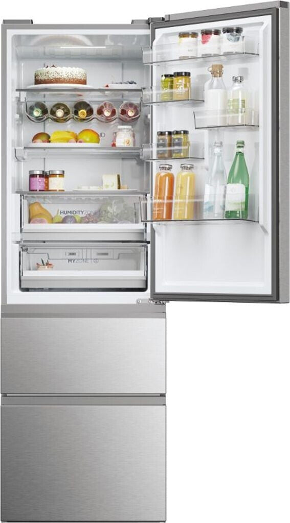 Haier HTW5618DNMG Kühl-Gefrierkombination – 360L, No Frost, 3D-Schubladen, Wasserspender, Energieklasse D, Grau