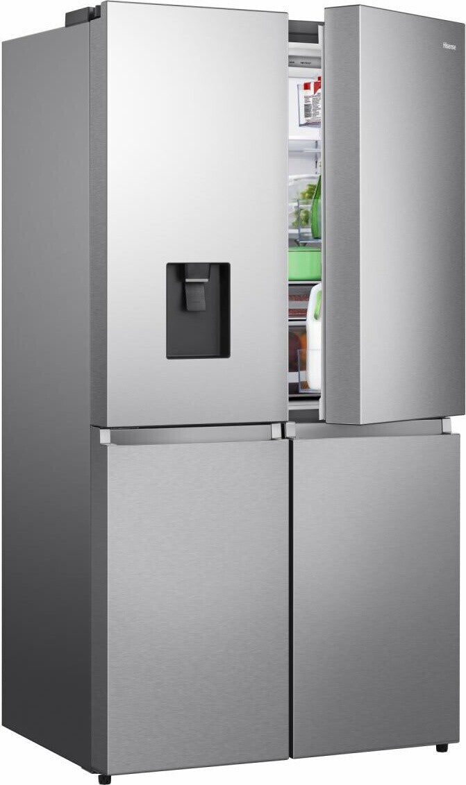 Frigorífico Americano Hisense RQ758N4SWSE – 606L, 4 Puertas, No Frost, Wi-Fi, Dispensador de Agua, Inox