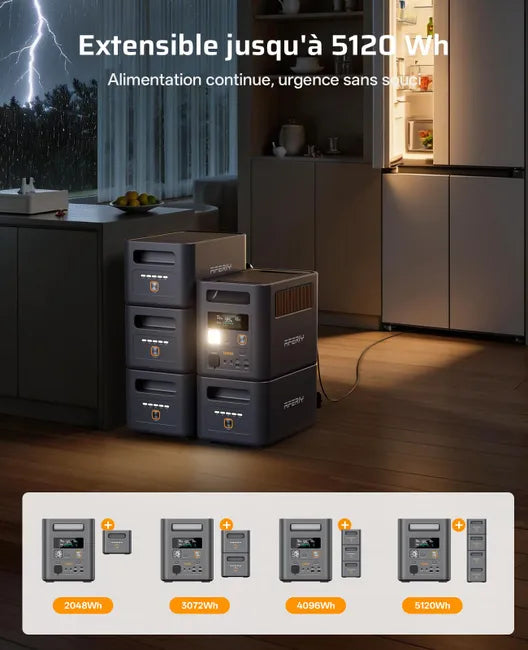 Estación de Energía Portátil AFERIY P180 Pro + 4 Baterías de Expansión – 5.126 Wh LiFePO4
