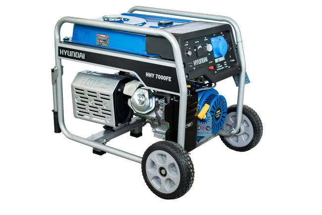 Generador Monofásico de Gasolina HYUNDAI HHY7000FK – 6.500 W de potencia máxima con arranque eléctrico y regulación AVR